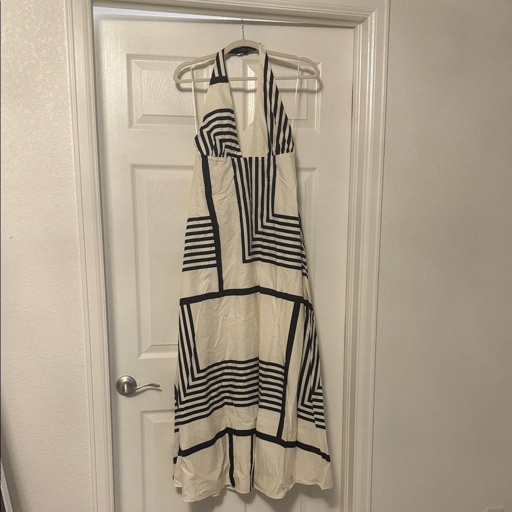 Zara Black and White Geometric Halter Dress - Picture 2 of 5